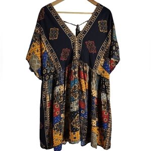 SHEIN Curve 1XL Multicolor Patterned Top